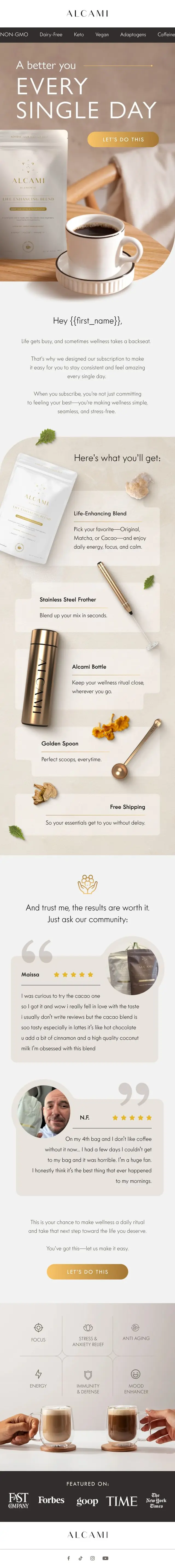 Mushroom coffee subscription upsell email