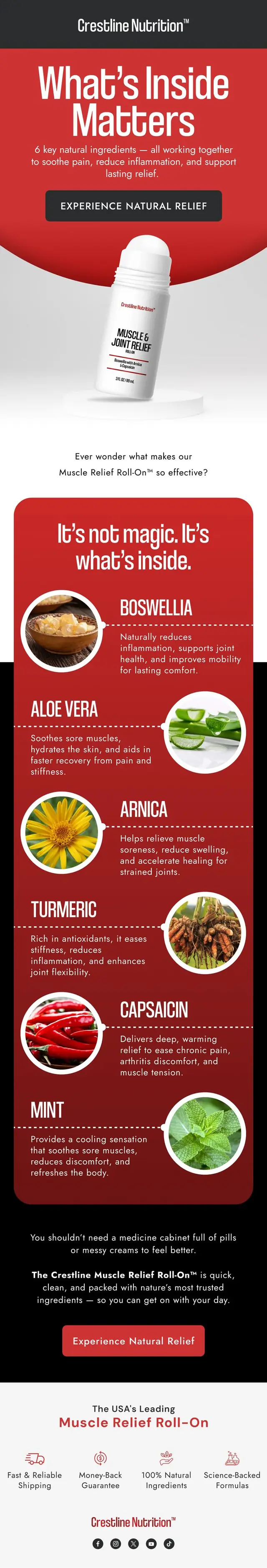 Muscle and joint relief campaign email