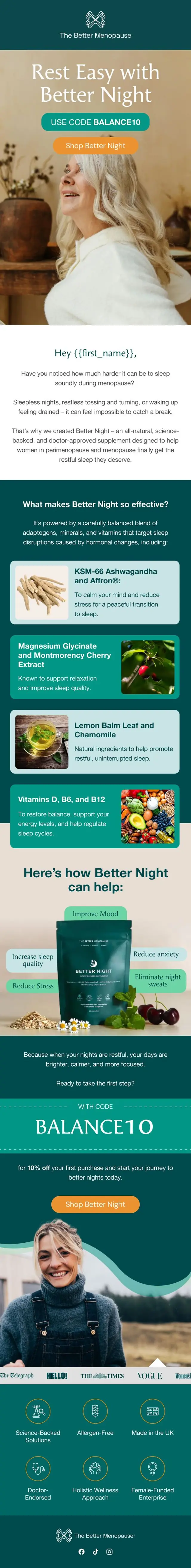 Menopause supplement browse abandonment email