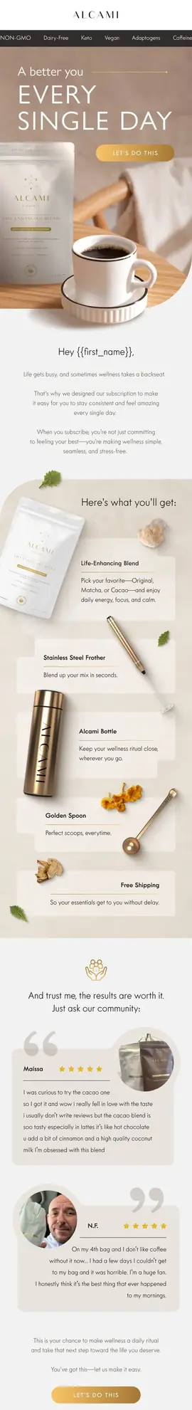 Mushroom coffee subscription upsell email