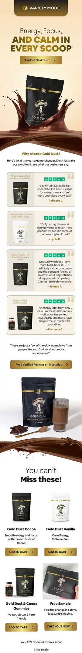 Mushroom supplement welcome email